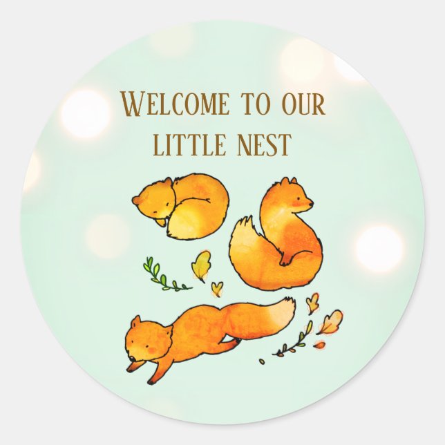 Sticker Rond Annonce de naissance de bébé forestier   (Devant)