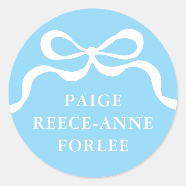 Sticker Rond Annonce de naissance de bébé garçon bleu rétro mod (Devant)