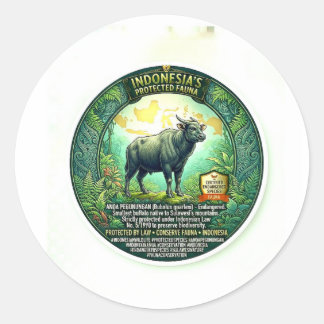 Sticker Rond Anoa de montagne majestueux - Rare nain indonésien