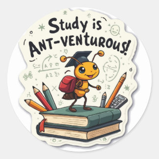 Sticker Rond Ant 'Ant-venturous' Pun Die-Cut Motivationnel