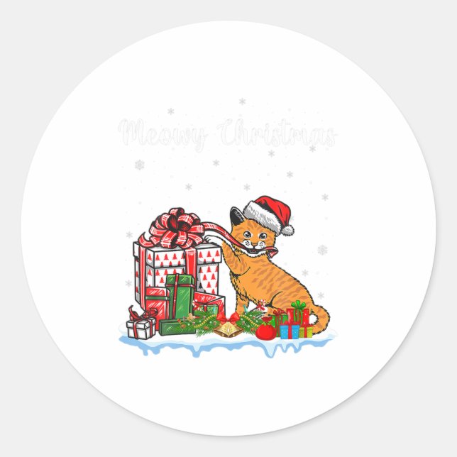 Sticker Rond anta casquette cat xmas pour filles enfants meowy  (Devant)