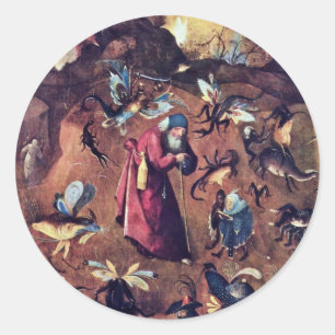 Sticker Rond Anthony Avec Des Monstres. Par Hieronymus Bosch