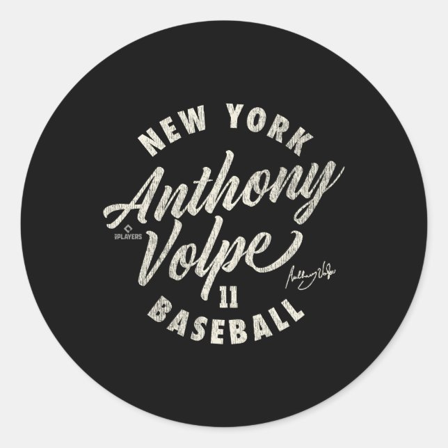 Sticker Rond Anthony Volpe New York Baseball Cureball Mlbpa (Devant)