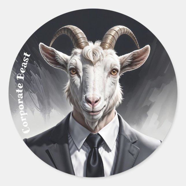 Sticker Rond Anthropomorphic goat businessman headshot (Devant)