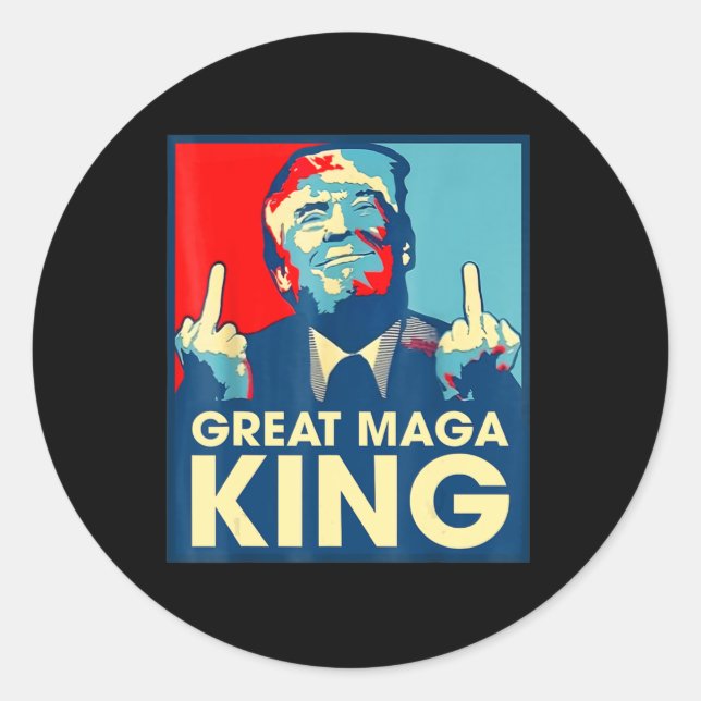 Sticker Rond Anti Biden Le Grand Maga King amusant Trump Ultra  (Devant)