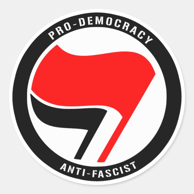 Sticker Rond Anti-fascisme pro-démocratie (Devant)