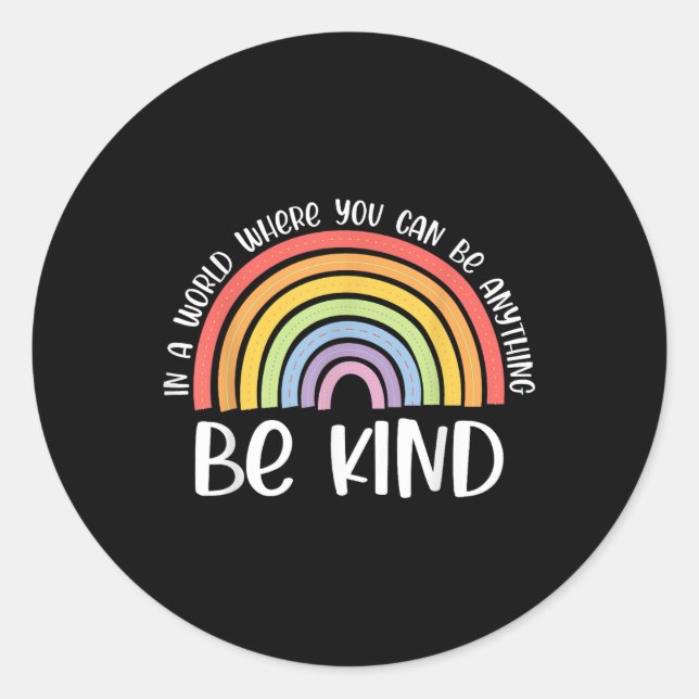 Sticker Rond Anti-intimidation Be Kind Unity Day Rainbow Kindne (Devant)