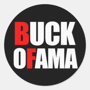 Sticker Rond Anti-Obama - BUCK OFAMA 2 white