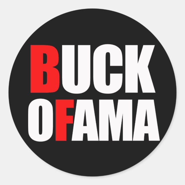 Sticker Rond Anti-Obama - BUCK OFAMA 2 white (Devant)