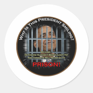 Sticker Rond Anti Obama en prison