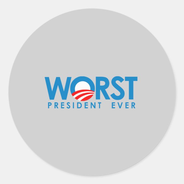 Sticker Rond Anti-Obama - Le pire président que jamais (Devant)