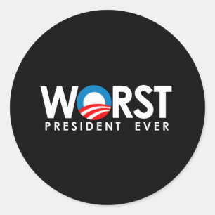 Sticker Rond Anti-Obama - le plus mauvais blanc du Président
