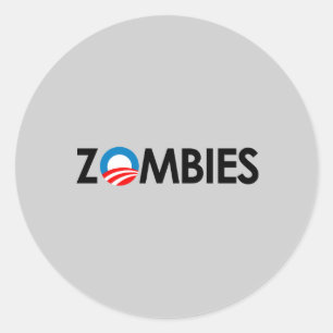 Sticker Rond Anti-Obama - noir de zombis