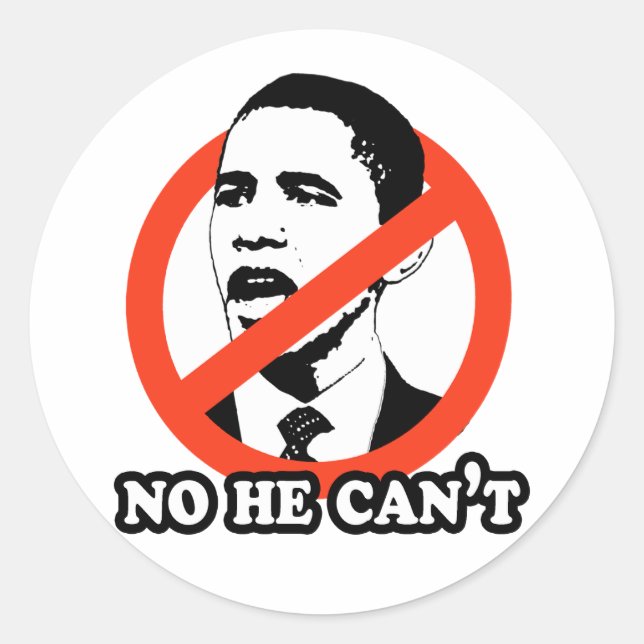 STICKER ROND ANTI-OBAMA / NON IL NE PEUT PAS T-SHIRT (Devant)