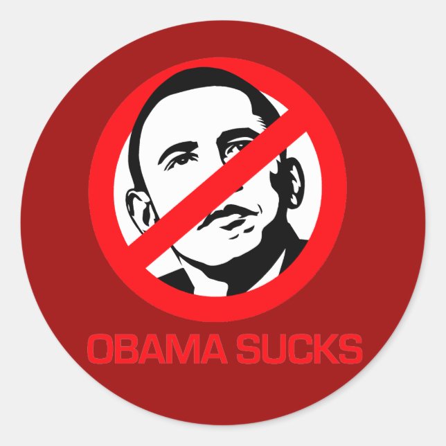 Sticker Rond Anti-Obama - Obama sucks (Devant)