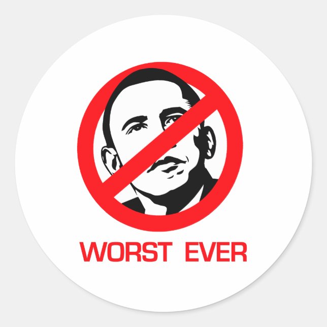 Sticker Rond Anti-Obama - Pire que jamais (Devant)