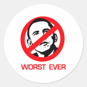 Sticker Rond Anti-Obama - Pire que jamais