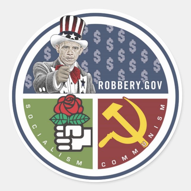 Sticker Rond Anti Obama - ROBBERY.GOV (Devant)