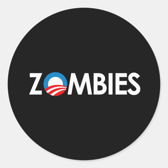 Sticker Rond Anti-Obama - Zombies blanc (Devant)