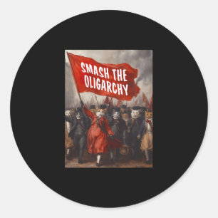 Sticker Rond Anti Oligarchie - Chat Protestation Pour Hommes Fe