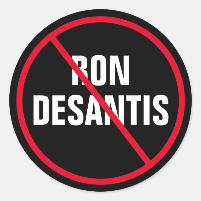 Sticker Rond Anti Ron DeSantis Démocrate de Floride (Devant)