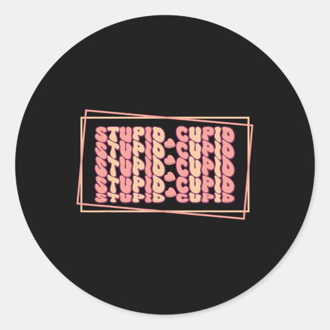 Sticker Rond Anti-Saint-Valentin Stupide Cupidon  (Devant)