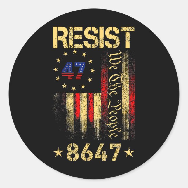 Sticker Rond Anti Trump 8647 86 47 Us Drapeau Nous Le Peuple Im (Devant)