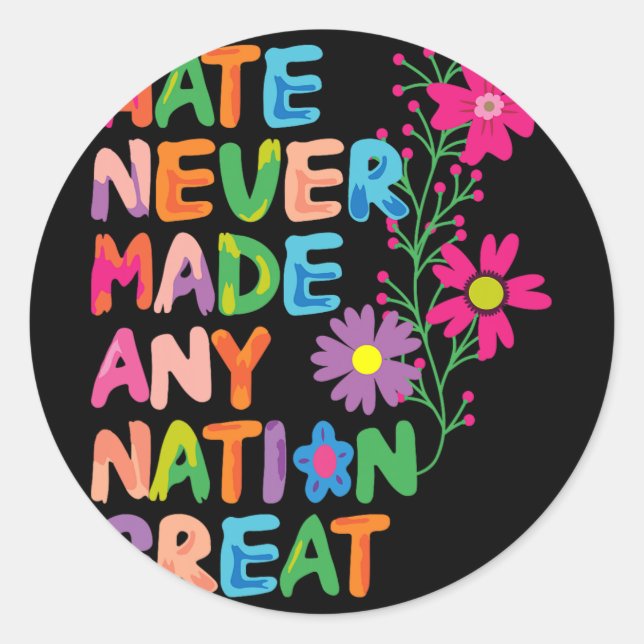 Sticker Rond Anti Trump Artistic Floral Democrat Président Libe (Devant)