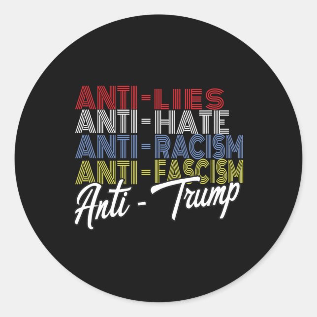 Sticker Rond Anti Trump Hate Mies Et Fascisme Résistent Au Vote (Devant)