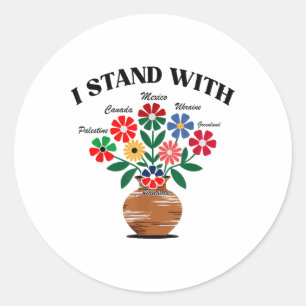 Sticker Rond Anti Trump I stand with Canada Mexique Groenland R