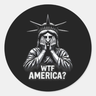 Sticker Rond Anti-trump Politique Et Démocratie Wtf Amérique 3