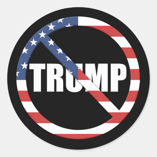 Sticker Rond Anti-Trump pro-démocratie (Devant)