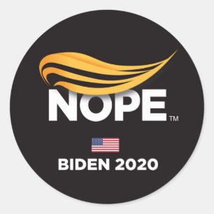 Sticker Rond Anti Trump, Trump Nope, Biden 2020