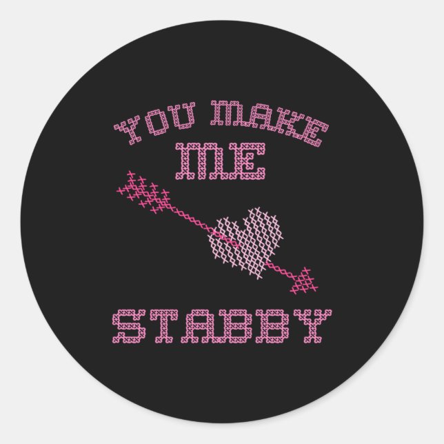 Sticker Rond Anti Valentine Ugly Valentines Day Feeling Stabby  (Devant)