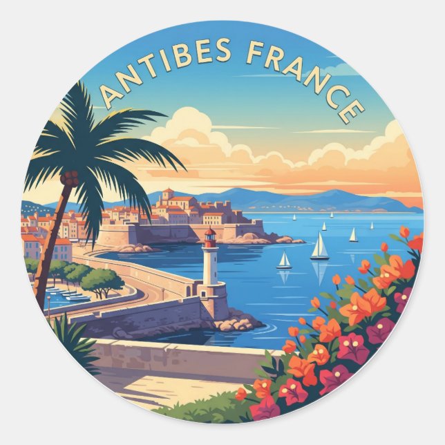 Sticker Rond Antibes France Travel (Devant)
