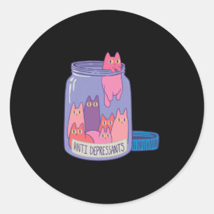 Sticker Rond Antidépresseurs de chat