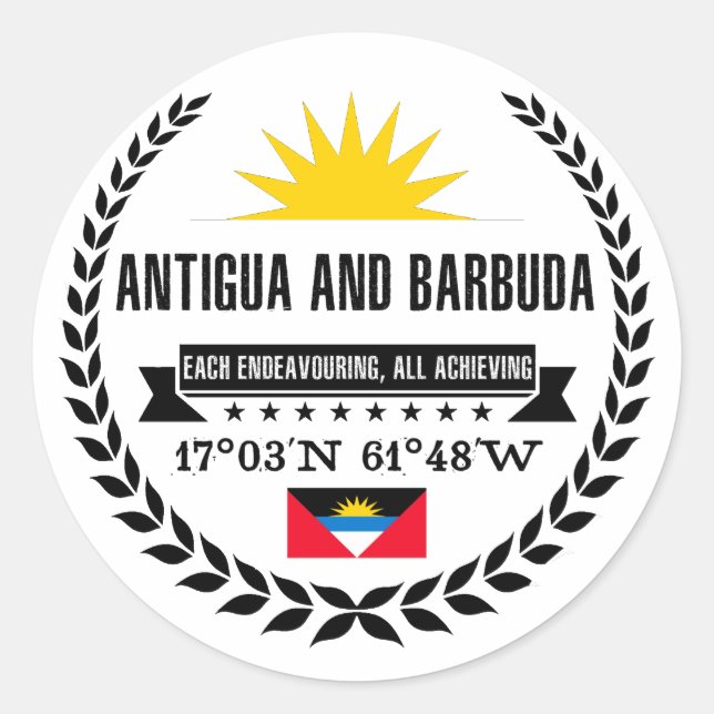 Sticker Rond Antigua-et-Barbuda (Devant)