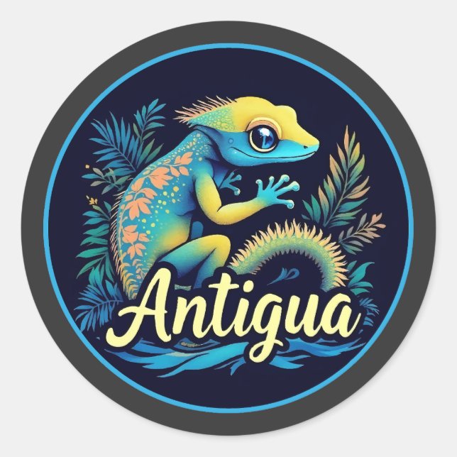 Sticker Rond Antigua Island Caribbean Gecko (Devant)