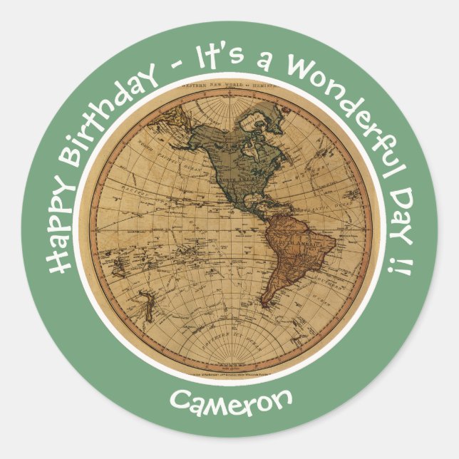Sticker Rond Antique 1786 Western Hemisphere Map Party (Devant)
