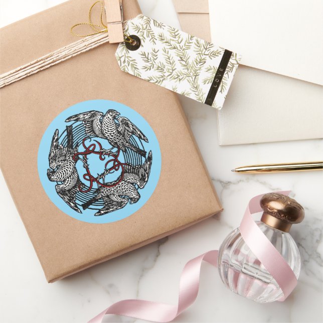 Sticker Rond Antique Bookplate Trois Hawks William de Morgan (Cadeaux)