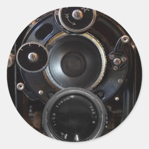 Sticker Rond Antique Caméra Photographie Vintage Lens Film