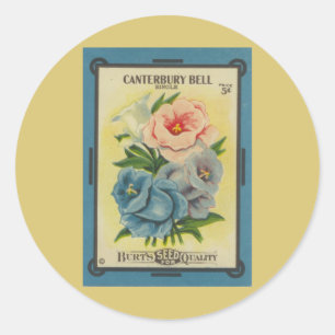 Sticker Rond Antique emballage de semences : Canterbury Bells