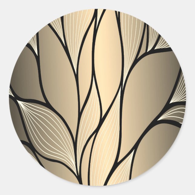 Sticker Rond Antique Gold Creative Leave Motif (Devant)