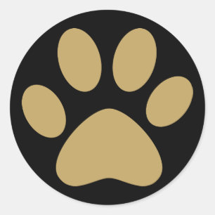 Sticker Rond Antique Gold Pet chat Chien Paw Black