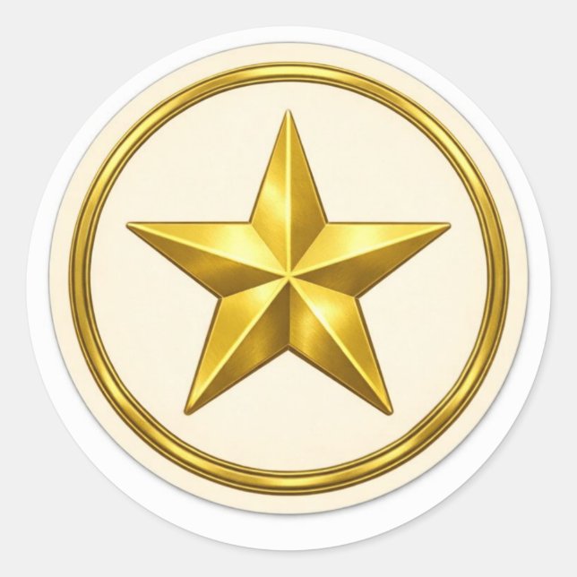 Sticker Rond Antique Gold Star   Round  Envelope Seal (Devant)