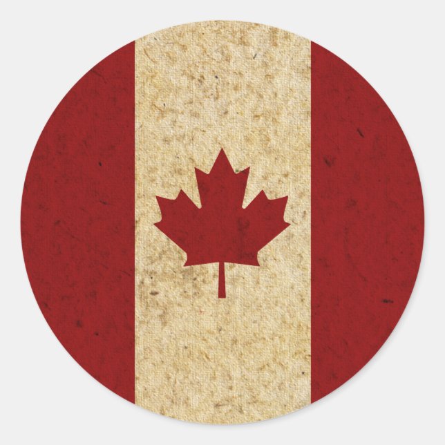 Sticker Rond Antique Grunge Drapeau Canadien (Devant)