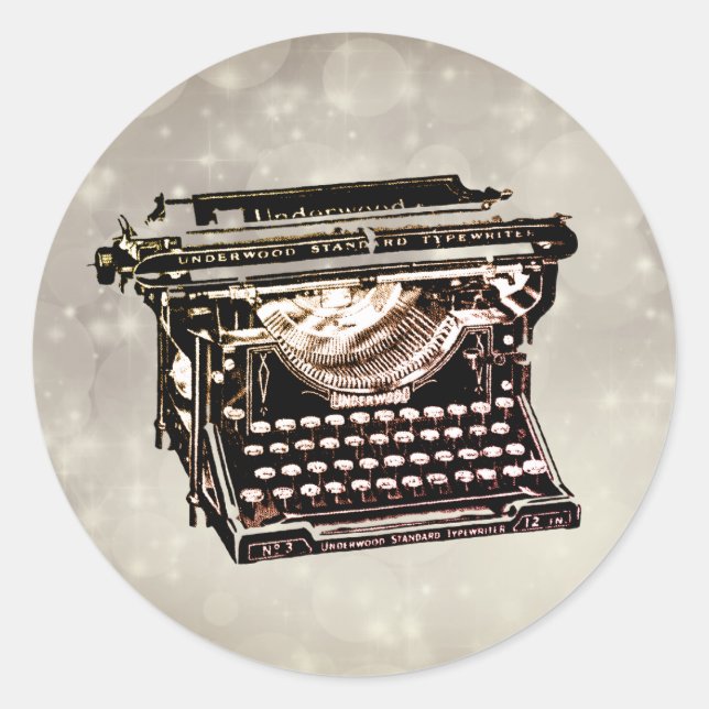 Sticker Rond Antique machine à écrire Vintage Collectif (Devant)