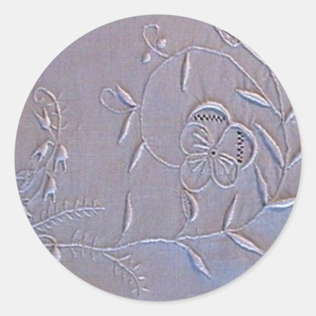 Sticker Rond Antique Madère Fleurs brodées (Devant)