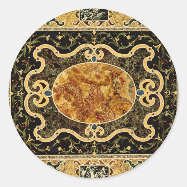 Sticker Rond Antique Ornementale Italien Motif en pierre (Devant)