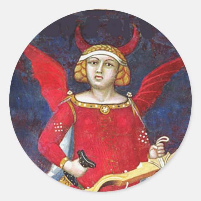 Sticker Rond ANTIQUE RENAISSANCE TAROT /THE DEVIL Pride Détails (Devant)